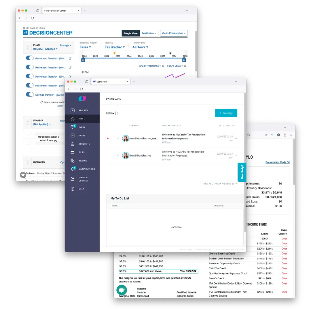 Financial planning software interface