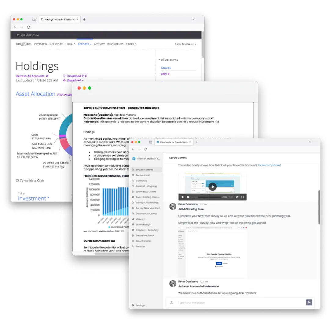 Asset allocation overview on a financial platform
