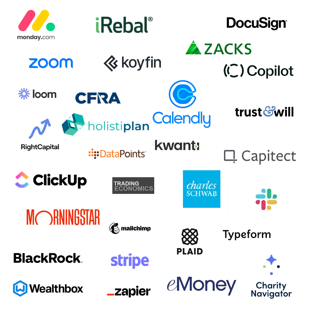 A collage of financial and tech service logos used by Franklin Madison Private Wealth.