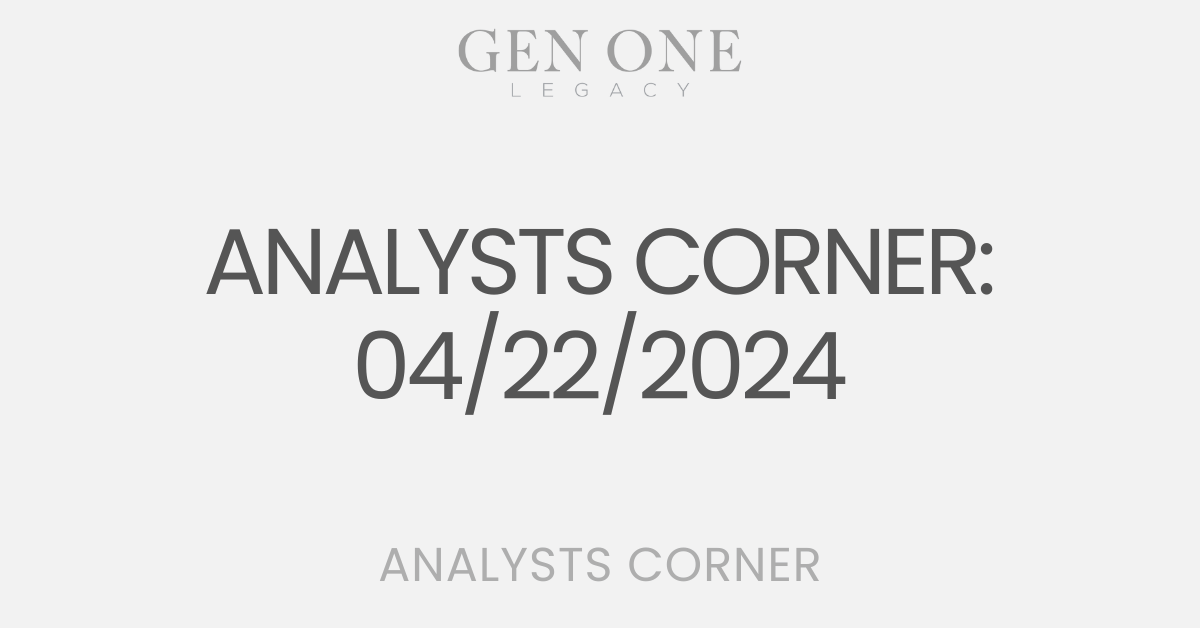 Image displaying the title 'Analysts Corner: 04/02/2024' for a weekly financial update