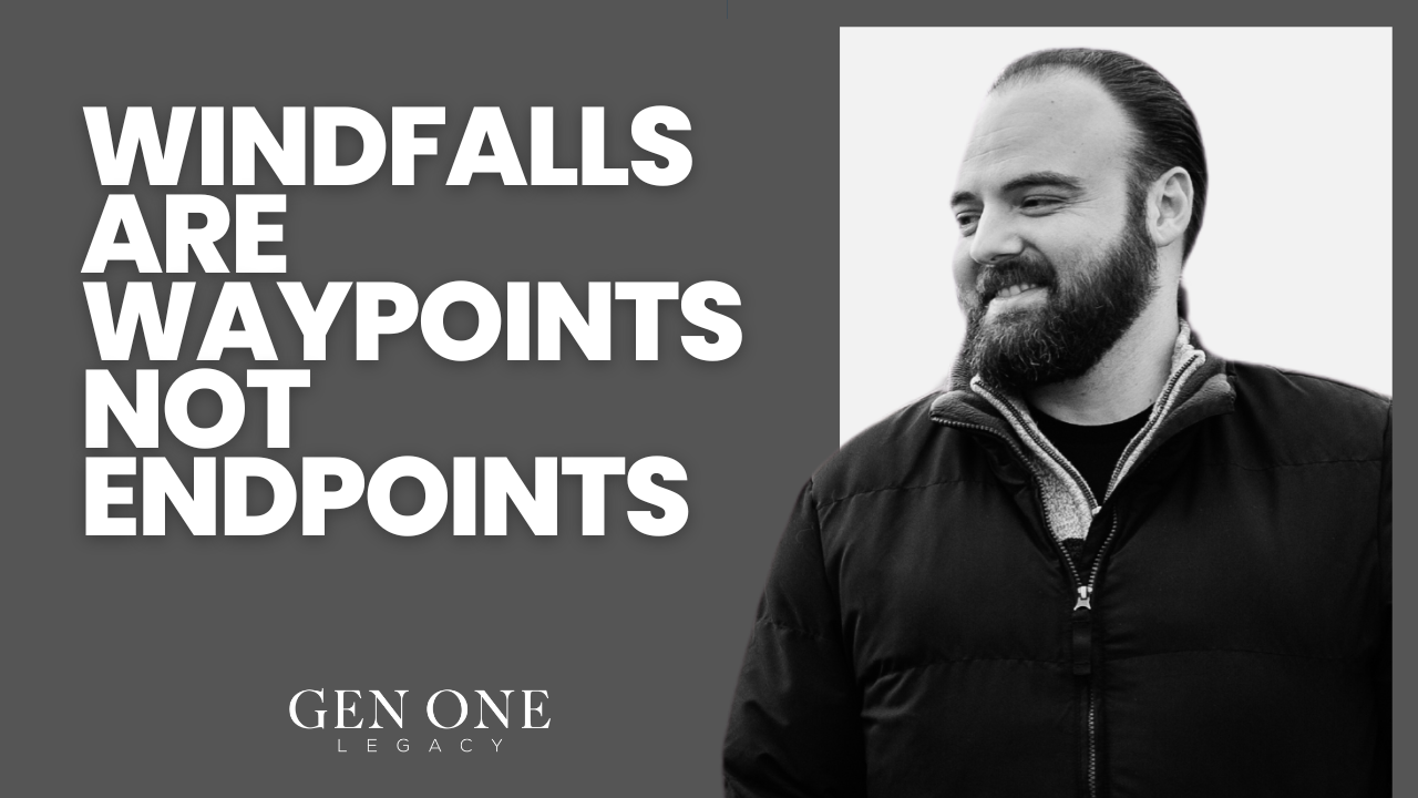 Monochrome photo of a smiling man with text overlay 